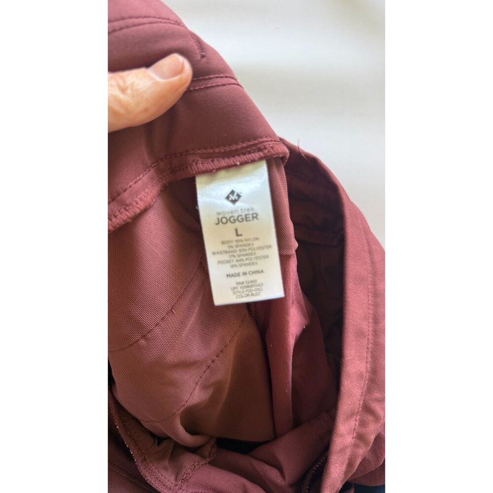 Member’s Mark Women’s Large Woven Trek Jogger Pants Rust Burgundy Zip Pockets
